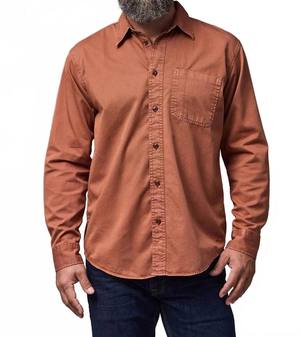 NEW FILSON twill button down shirt in copper brown